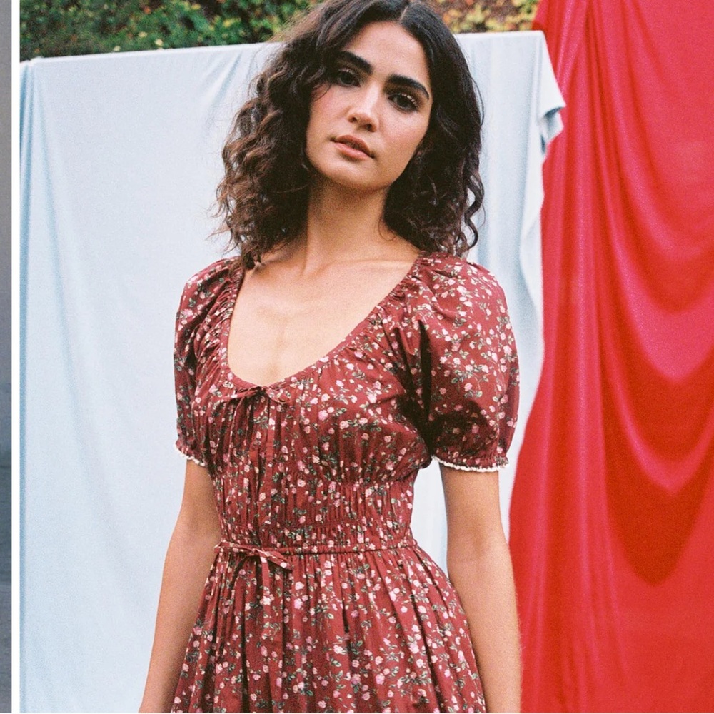 Christy Dawn Rust Floral Midi Dress